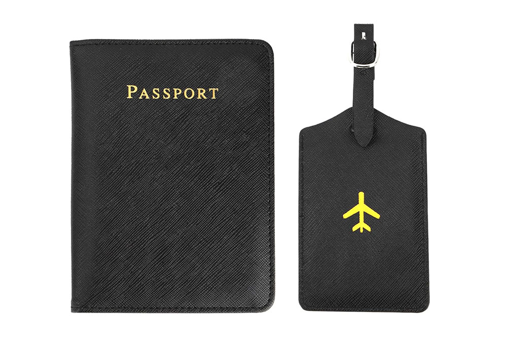 hot stamped Passport Holder and Luggage Tag Sets