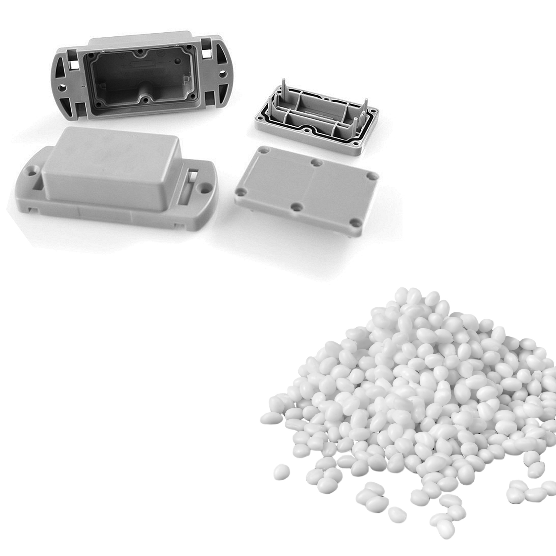 PET plastic pellets and injection molded parts