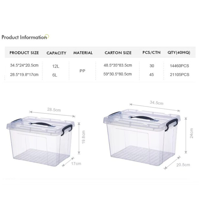 Customizable Office Home Clothing Clear PP Plastic Storage Boxes