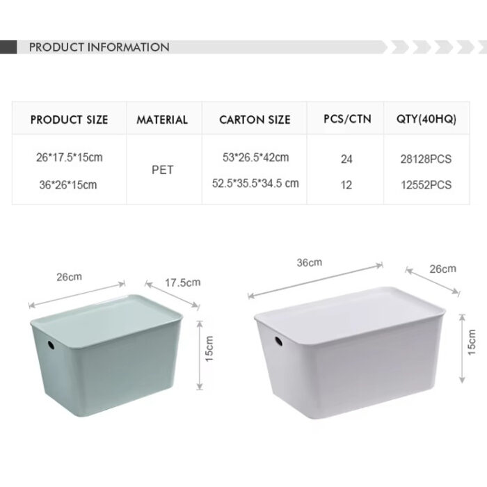 Customizable Table Top Office Multi Stackable PET Plastic Storage Box with Lid