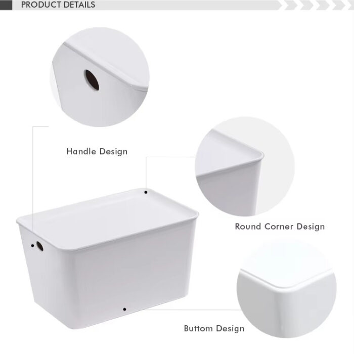 Customizable Table Top Office Multi Stackable PET Plastic Storage Box with Lid
