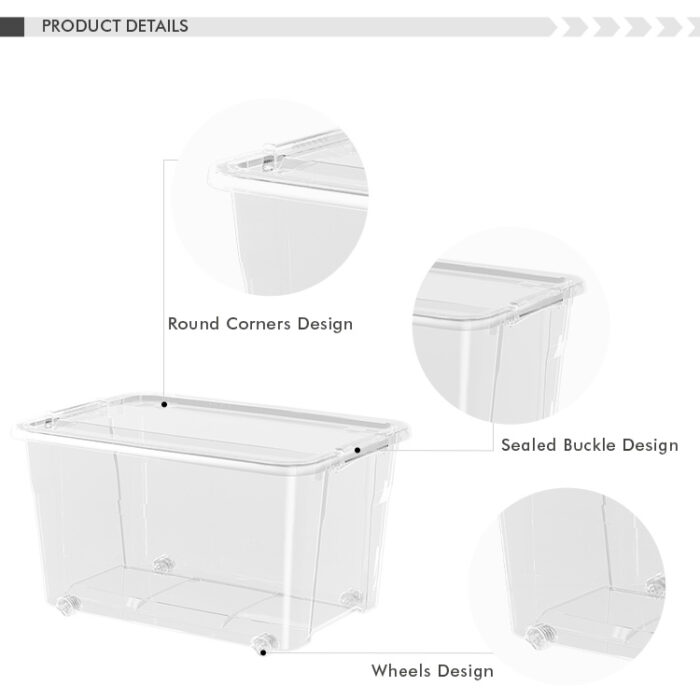 Multipurpose 35L Large Transparent Clear Plastic Storage Organizer Bin with Lids