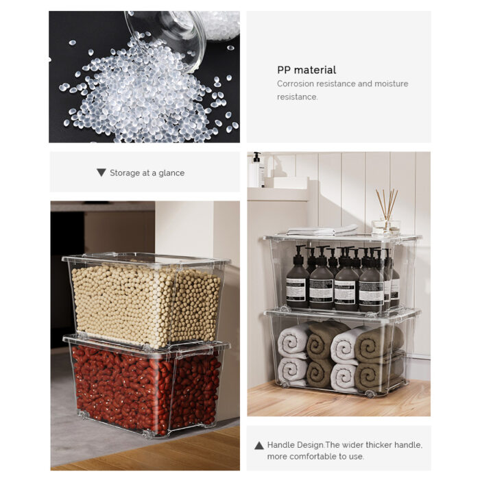 Multipurpose 35L Large Transparent Clear Plastic Storage Organizer Bin with Lids