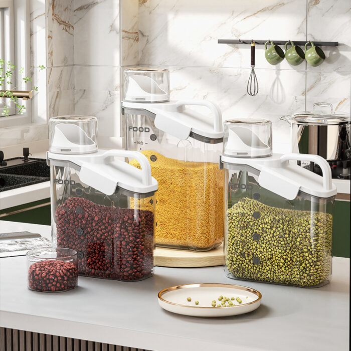 Rice Storage Container With Measuring Cup Airtight Cereal Dry Food Dispenser