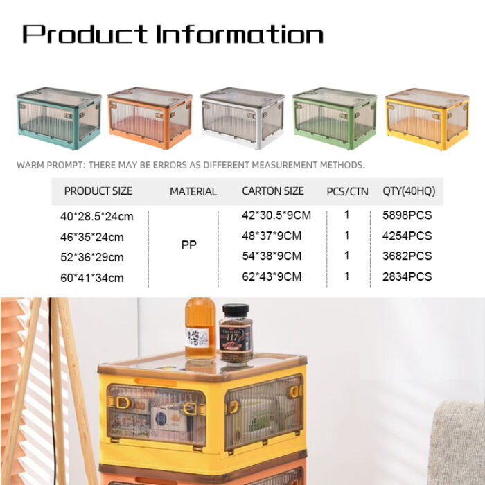 Top Sale Stackable Collapsible Storage Bins With Lids Doors and Wheels Foldable Plastic Boxes