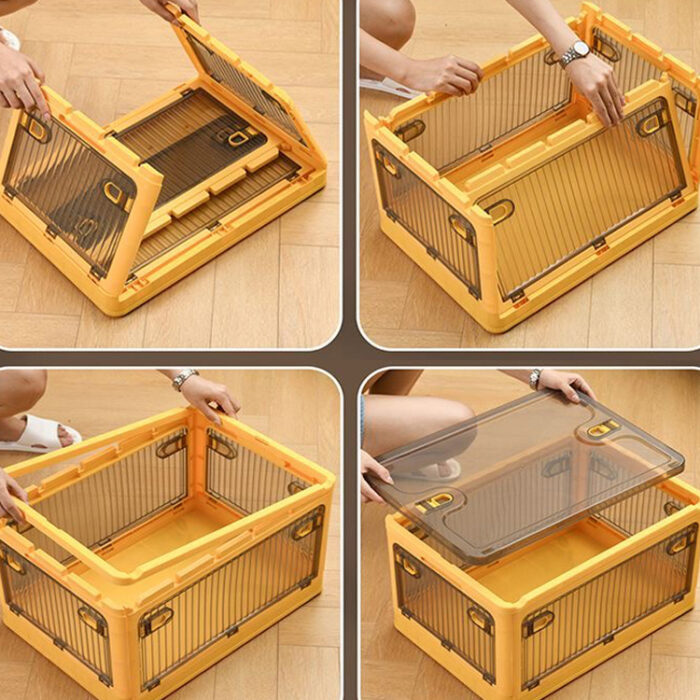 Top Sale Stackable Collapsible Storage Bins With Lids Doors and Wheels Foldable Plastic Boxes