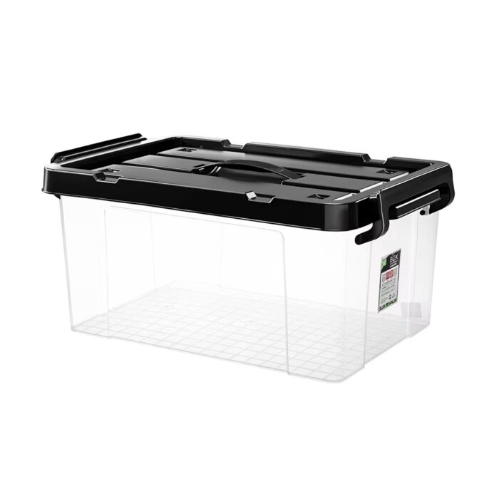 Various Sizes High Quality Transparent Plastic Box Organizer Storage with Black Lid