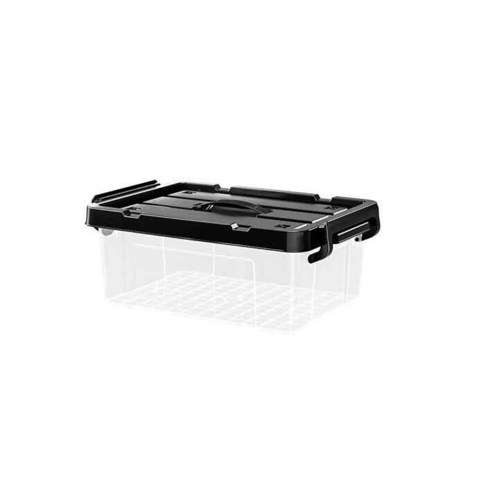 Various Sizes High Quality Transparent Plastic Box Organizer Storage with Black Lid