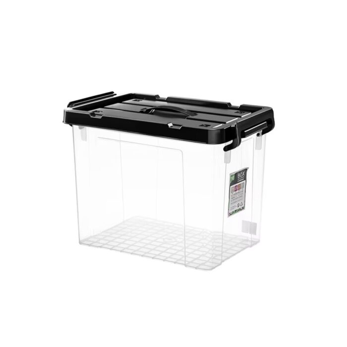 Various Sizes High Quality Transparent Plastic Box Organizer Storage with Black Lid