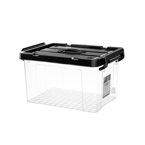 Various Sizes High Quality Transparent Plastic Box Organizer Storage with Black Lid