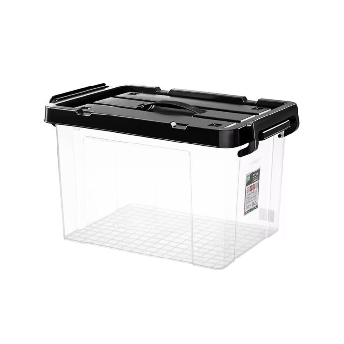 Various Sizes High Quality Transparent Plastic Box Organizer Storage with Black Lid