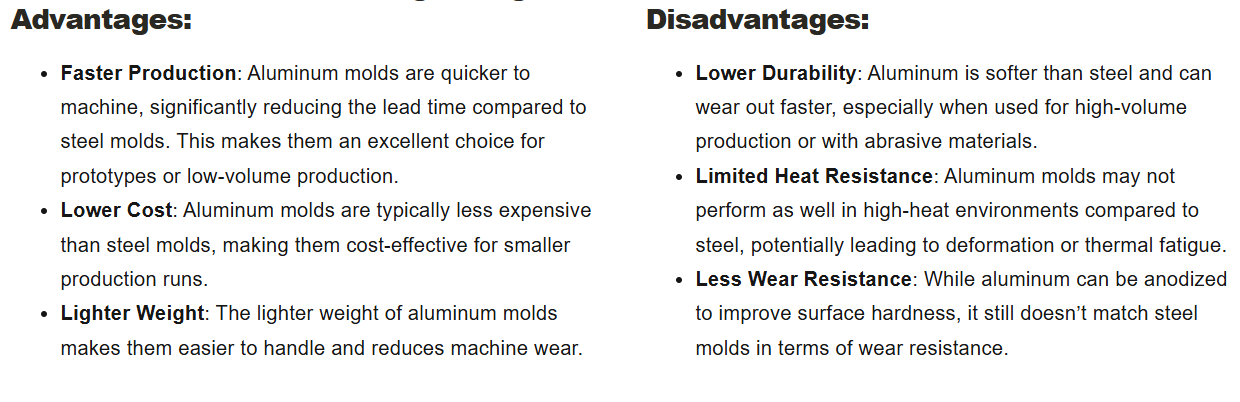 aluminum molds pros and cons aluminum molds pros and cons