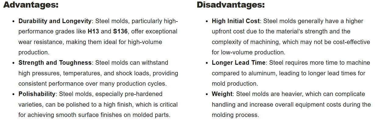 steel mold pros and cons steel mold pros and cons