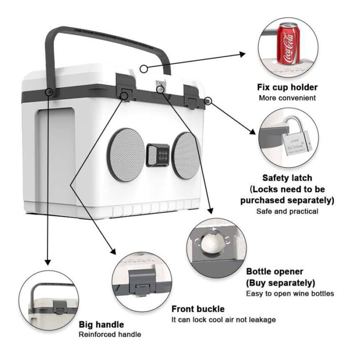 15L/20L/28L Multi-functional Music Radio Coolers with Speakers 15.8QT/21.1QT/29.6QT