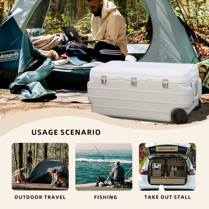 170L Large Size Trolley 179.6QT Wheeled Cooler Box for Camping Fishing Marine