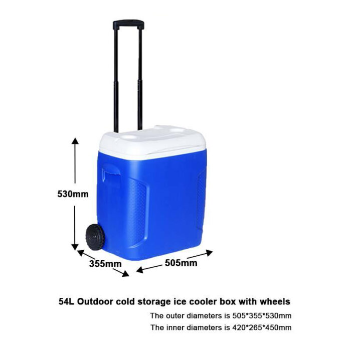 28L/54L Food Fresh Cold Chain Storage Ice Cooler Box with Wheels 29.6QT/57QT