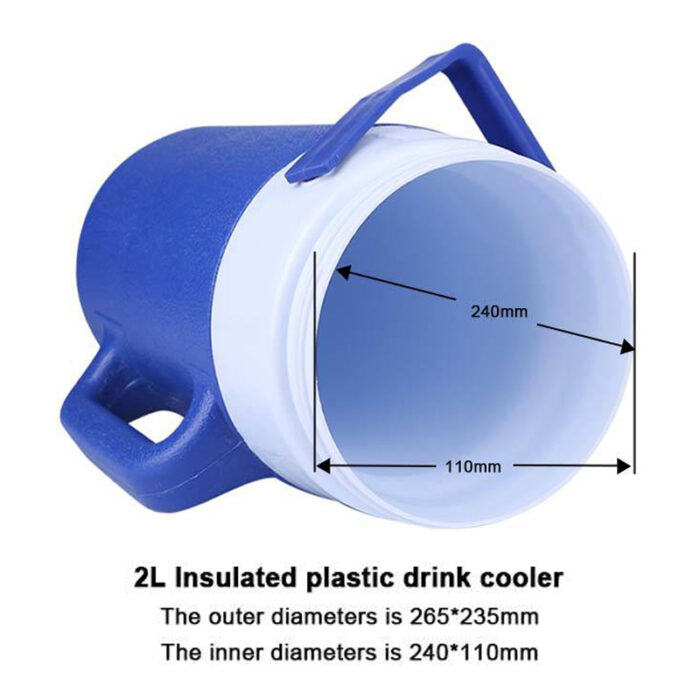 2L Thermal Power-Free Cooler Jug with Straw Lid and Handle for Outdoor