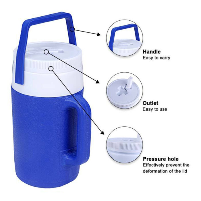2L Thermal Power-Free Cooler Jug with Straw Lid and Handle for Outdoor