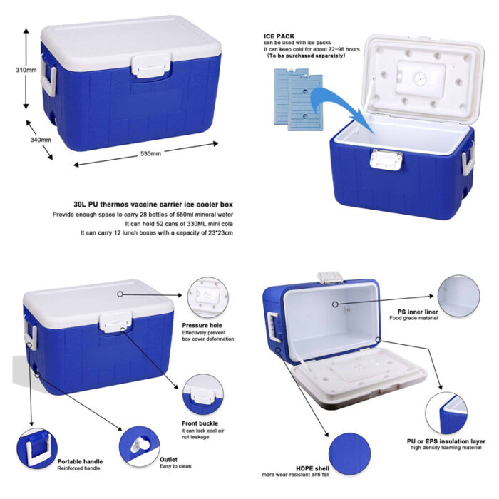 30L/32L/40L/50L/60L/65L/110L Ice Retention Cooler Box 31.7QT/33.8QT/42.2QT/52.8QT/63.4QT/68.6QT/116.2QT