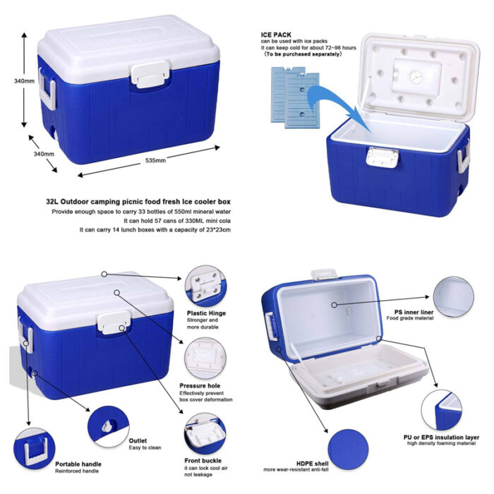 30L/32L/40L/50L/60L/65L/110L Ice Retention Cooler Box 31.7QT/33.8QT/42.2QT/52.8QT/63.4QT/68.6QT/116.2QT