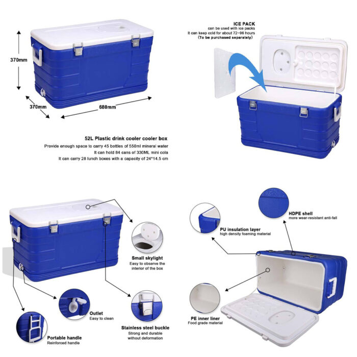 48L/50L/52L/56L/80L/92L Thermal Ice Cooler Box with Stainless Steel Buckle
