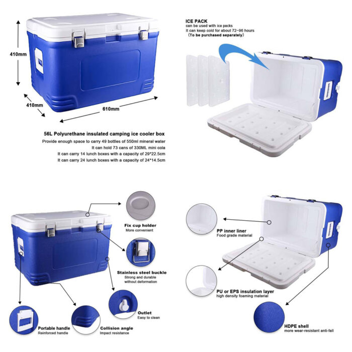 48L/50L/52L/56L/80L/92L Thermal Ice Cooler Box with Stainless Steel Buckle