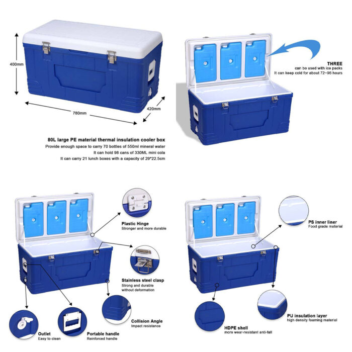 48L/50L/52L/56L/80L/92L Thermal Ice Cooler Box with Stainless Steel Buckle