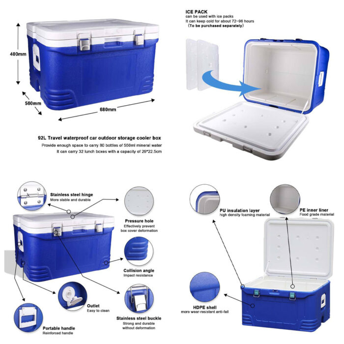 48L/50L/52L/56L/80L/92L Thermal Ice Cooler Box with Stainless Steel Buckle