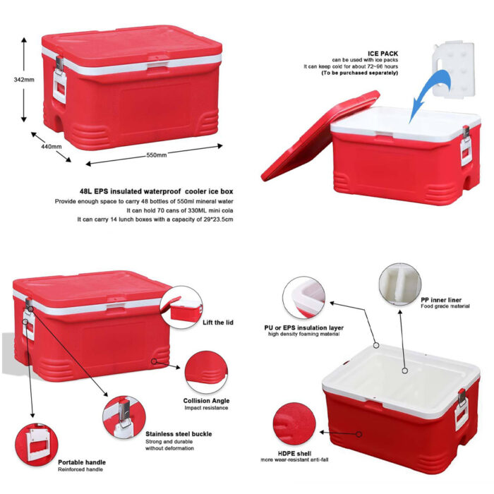 48L/65L/92L/95L Waterproof Insulated Thermal Delivery Cooler Box with Lock