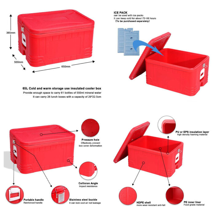 48L/65L/92L/95L Waterproof Insulated Thermal Delivery Cooler Box with Lock