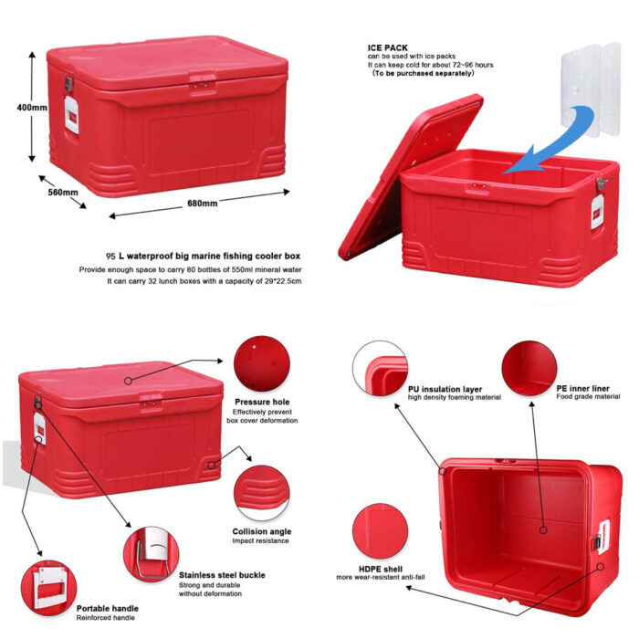 48L/65L/92L/95L Waterproof Insulated Thermal Delivery Cooler Box with Lock