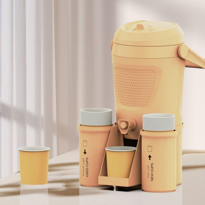 4L Insulated Water Juice Cooler Jug with Paper Cup Holder Base for Kitchen Picnic