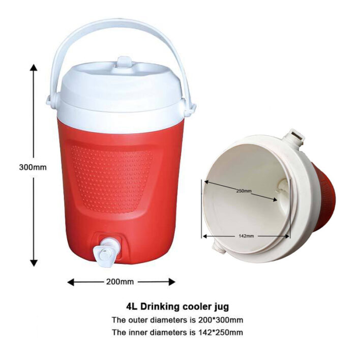 4L Portable Insulated Plastic Drinking Cooler Jug with Handle