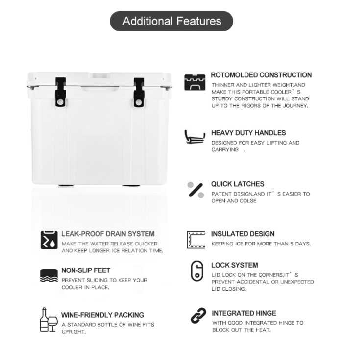 55QT Customized Plastic Rotomolded Beverage Cooler 52L Ice Box for Outdoor