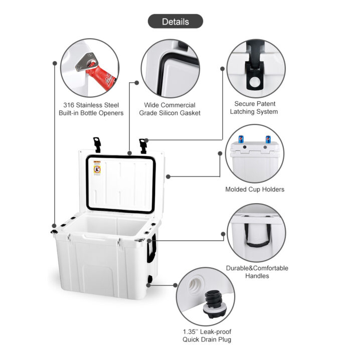 55QT Customized Plastic Rotomolded Beverage Cooler 52L Ice Box for Outdoor