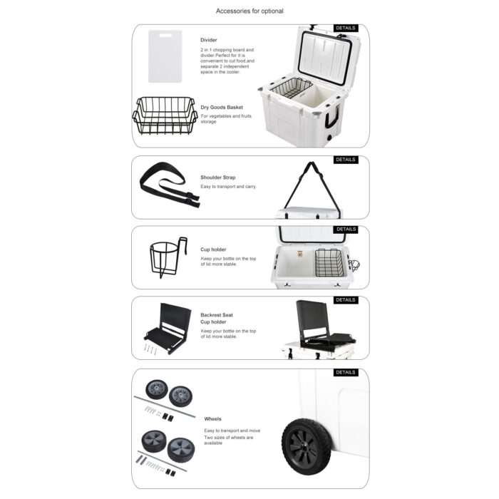 55QT Customized Plastic Rotomolded Beverage Cooler 52L Ice Box for Outdoor