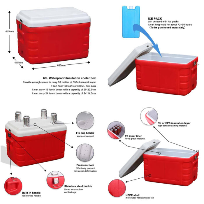 56L/60L Portable Beverage Cooling Bucket Food Keeping Fresh Cooler Box