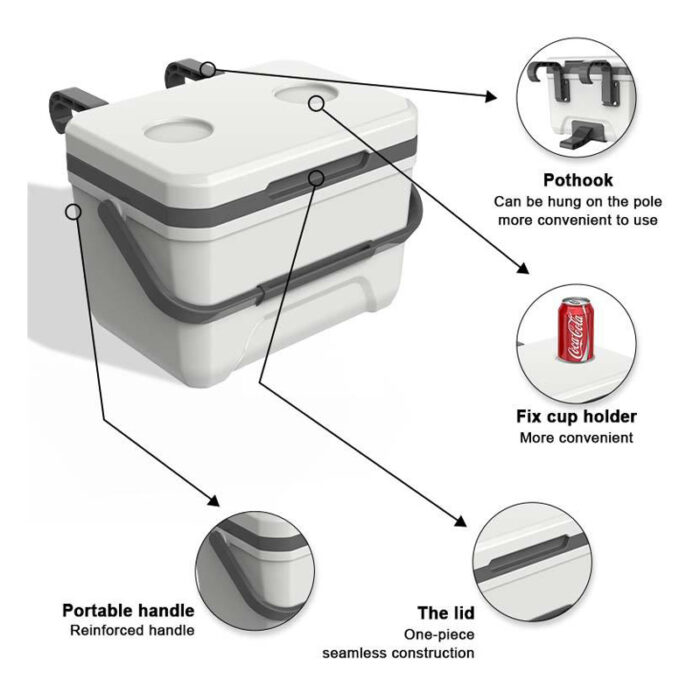 6L Mini Insulated Hard Cooler with Handle Pothook 6.3QT Ice Chest Poolside Camping
