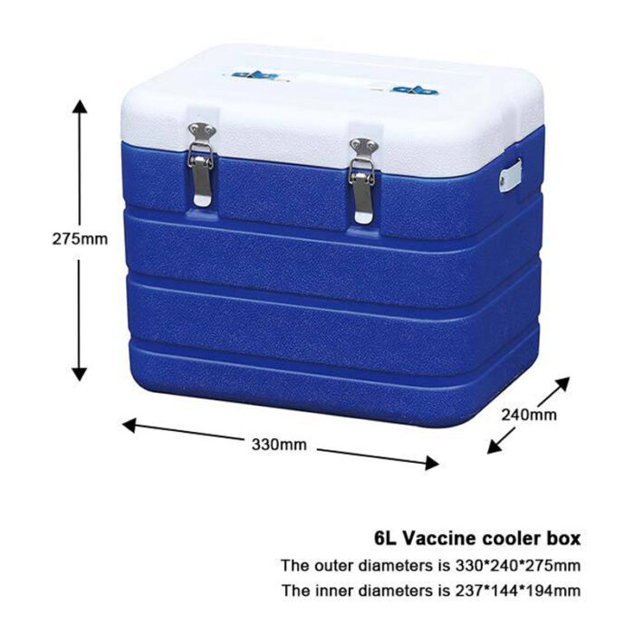 6L Thick PU Foam Ice Chest Portable 6.3QT Vaccine Cooler Box Insulated With Thermometer