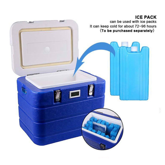 6L Thick PU Foam Ice Chest Portable 6.3QT Vaccine Cooler Box Insulated With Thermometer