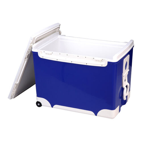 70L Waterproof Thermal Plastic Ice Chest Fishing Box 74QT Trolley Cooler with Wheels
