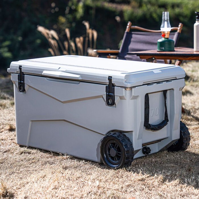 70QT Insulated Cooler Box With Wheel 66.2L Towable Ice Chest Fishing