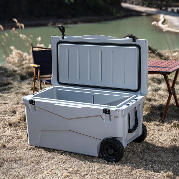 70QT Insulated Cooler Box With Wheel 66.2L Towable Ice Chest Fishing