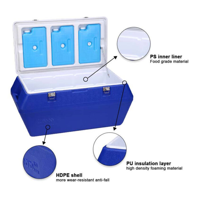 80L Insulated Cooler Box Medical Marine 84.5QT Ice Chest