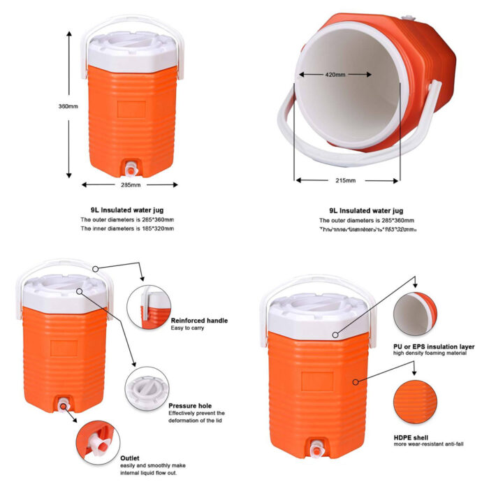 9L/16L/28L/40L/43L/63L Insulated Beverage Dispenser Drink Water Cooler Jug Beer Bucket