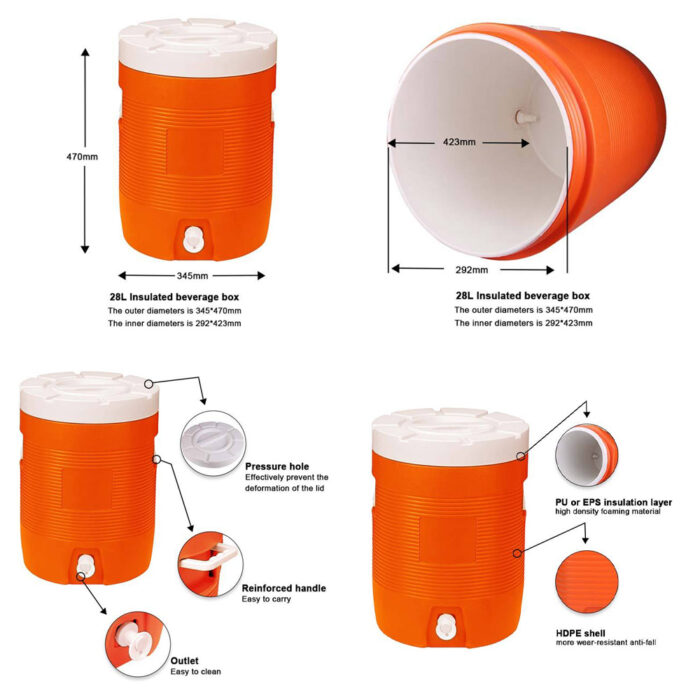 9L/16L/28L/40L/43L/63L Insulated Beverage Dispenser Drink Water Cooler Jug Beer Bucket