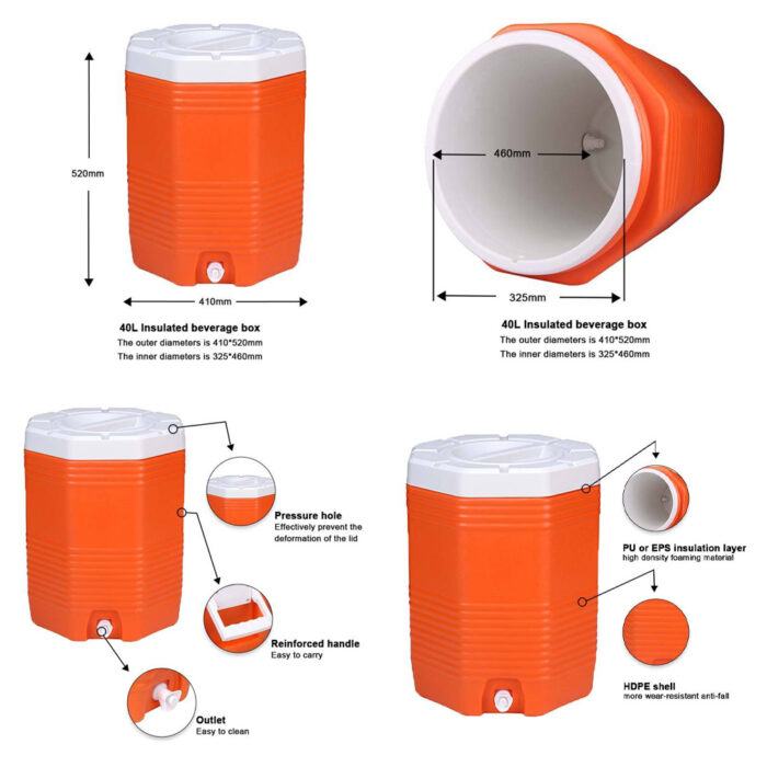 9L/16L/28L/40L/43L/63L Insulated Beverage Dispenser Drink Water Cooler Jug Beer Bucket