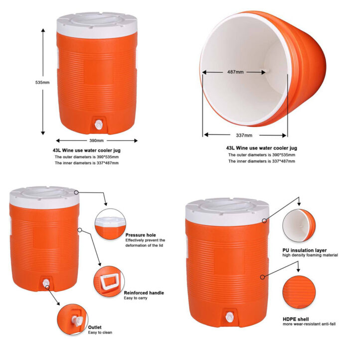 9L/16L/28L/40L/43L/63L Insulated Beverage Dispenser Drink Water Cooler Jug Beer Bucket