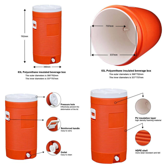 9L/16L/28L/40L/43L/63L Insulated Beverage Dispenser Drink Water Cooler Jug Beer Bucket