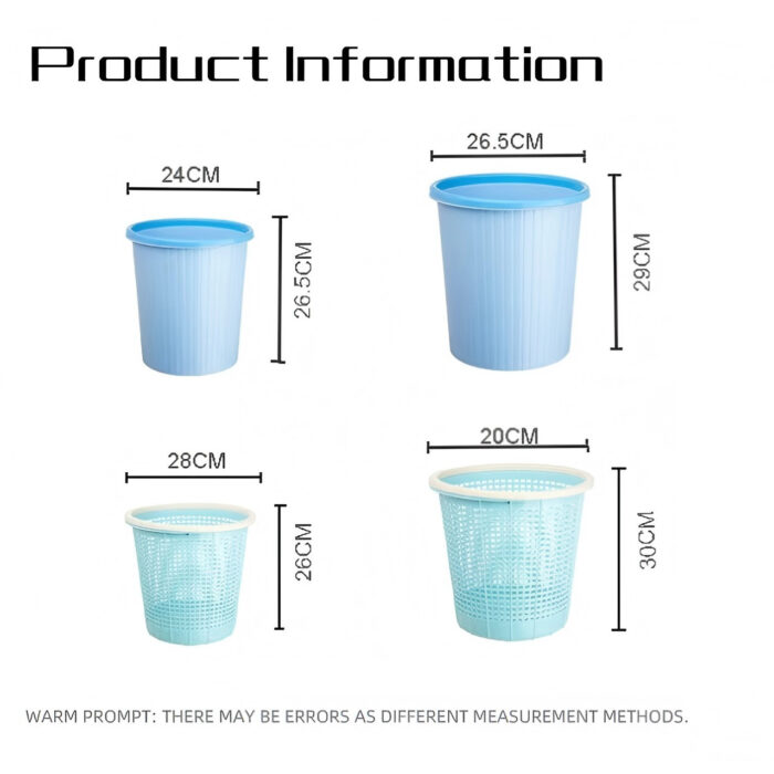 Multifunctional Round Garbage Can Plastic Trash Bin Household Dustbin